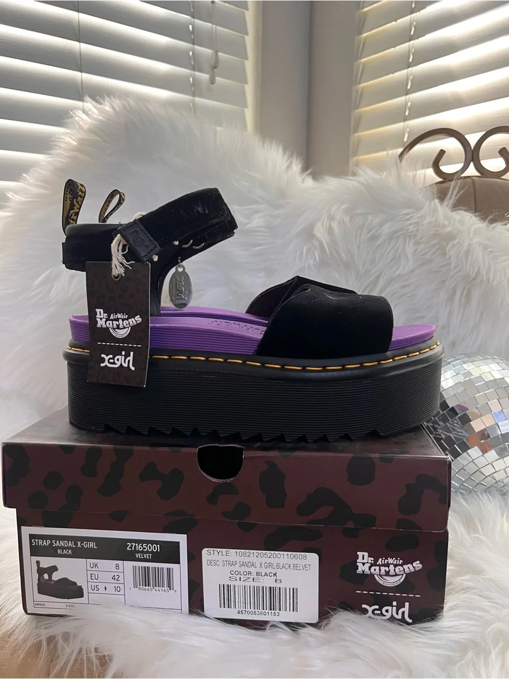 Dr. Martens Strap X-Girl Velvet Platforms Sandals